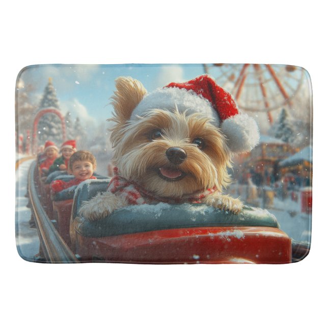 Biewer Terrier Dog Roller Coaster Christmas  Bath Mat (Front)