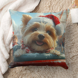 Biewer Terrier Dog Roller Coaster Christmas  Cushion