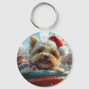 Biewer Terrier Dog Roller Coaster Christmas  Key Ring