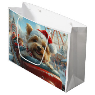 Biewer Terrier Dog Roller Coaster Christmas  Large Gift Bag
