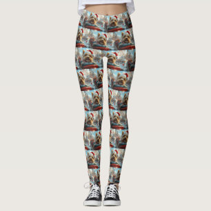 Biewer Terrier Dog Roller Coaster Christmas  Leggings