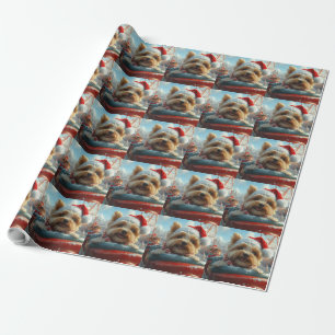 Biewer Terrier Dog Roller Coaster Christmas  Wrapping Paper