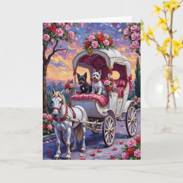 Biewer Terrier Dog Valentine's Day Card (Yellow Flower)