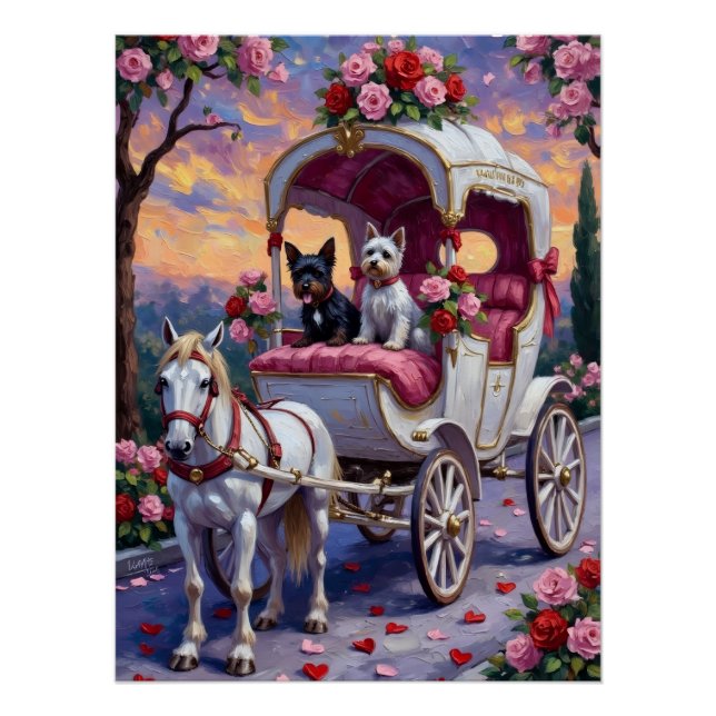 Biewer Terrier Dog Valentine's Day Poster (Front)