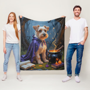Biewer Terrier Dog Whimsical Halloween Painting Fleece Blanket