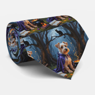 Biewer Terrier Dog Whimsical Halloween Painting Tie