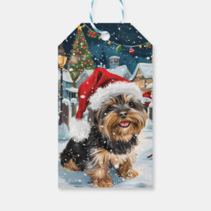 Biewer Terrier Dog Winter Wonderland Christmas Joy Gift Tags