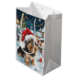 Biewer Terrier Dog Winter Wonderland Christmas Joy Medium Gift Bag