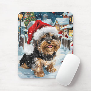 Biewer Terrier Dog Winter Wonderland Christmas Joy Mouse Mat