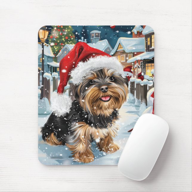 Biewer Terrier Dog Winter Wonderland Christmas Joy Mouse Mat (With Mouse)