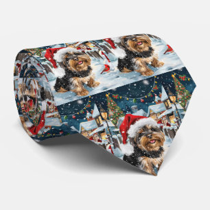 Biewer Terrier Dog Winter Wonderland Christmas Joy Tie