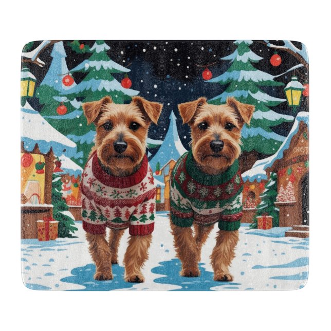 Biewer Terrier Dogs Christmas Snow Holiday Cutting Board (Front)