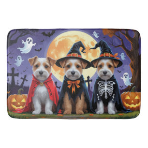 Biewer Terrier Dogs Pumpkin Halloween Funny Bath Mat