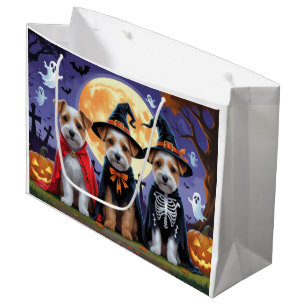 Biewer Terrier Dogs Pumpkin Halloween Funny Large Gift Bag