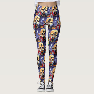 Biewer Terrier Dogs Pumpkin Halloween Funny Leggings