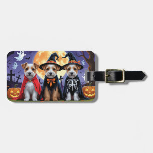 Biewer Terrier Dogs Pumpkin Halloween Funny Luggage Tag
