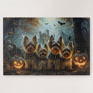 Biewer Terrier Halloween Night Doggy Delight  Jigsaw Puzzle