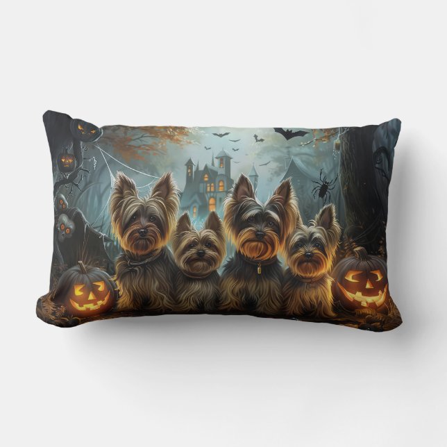 Biewer Terrier Halloween Night Doggy Delight  Lumbar Cushion (Front)