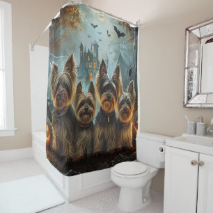 Biewer Terrier Halloween Night Doggy Delight  Shower Curtain