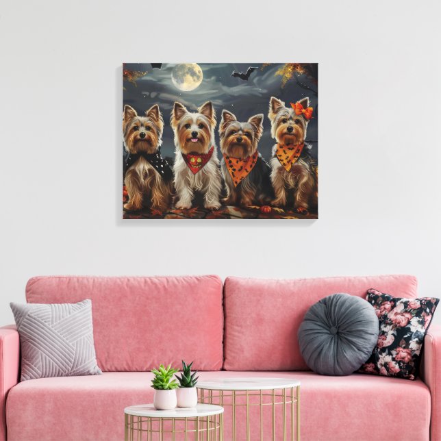 Biewer Terrier Halloween Spooky  Canvas Print (Insitu(LivingRoom))