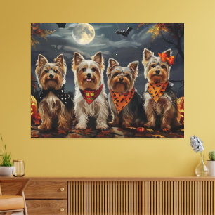 Biewer Terrier Halloween Spooky  Canvas Print