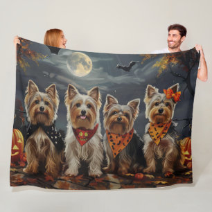 Biewer Terrier Halloween Spooky  Fleece Blanket