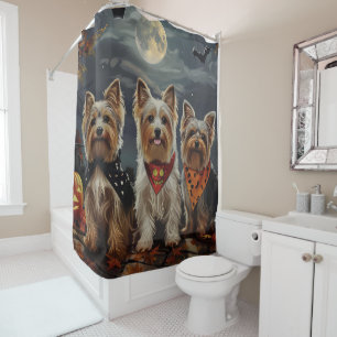Biewer Terrier Halloween Spooky  Shower Curtain