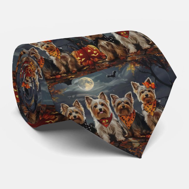 Biewer Terrier Halloween Spooky  Tie (Rolled)
