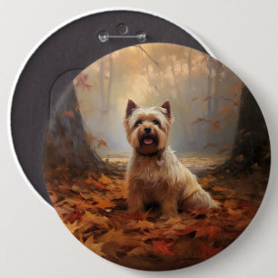 Biewer Terrier in Autumn Leaves Fall Inspire 6 Cm Round Badge