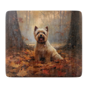 Biewer Terrier in Autumn Leaves Fall Inspire Cutting Board