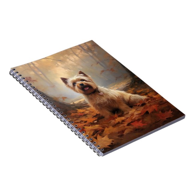 Biewer Terrier in Autumn Leaves Fall Inspire Notebook (Right Side)