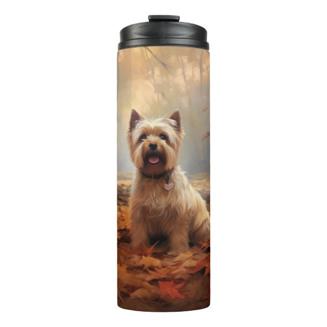 Biewer Terrier in Autumn Leaves Fall Inspire Thermal Tumbler (Front)