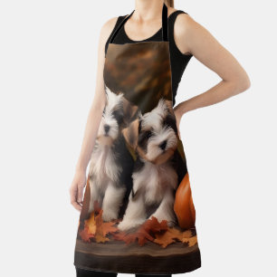 Biewer Terrier Puppy Autumn Delight Pumpkin  Apron