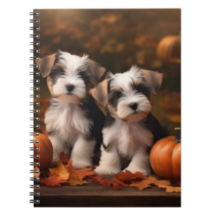 Biewer Terrier Puppy Autumn Delight Pumpkin Notebook