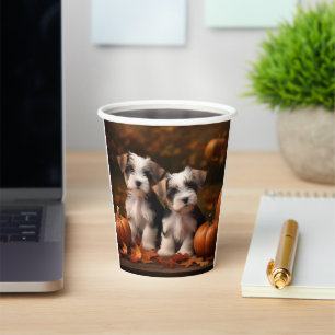 Biewer Terrier Puppy Autumn Delight Pumpkin  Paper Cups