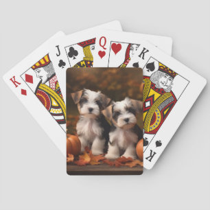 Biewer Terrier Puppy Autumn Delight Pumpkin  Playing Cards