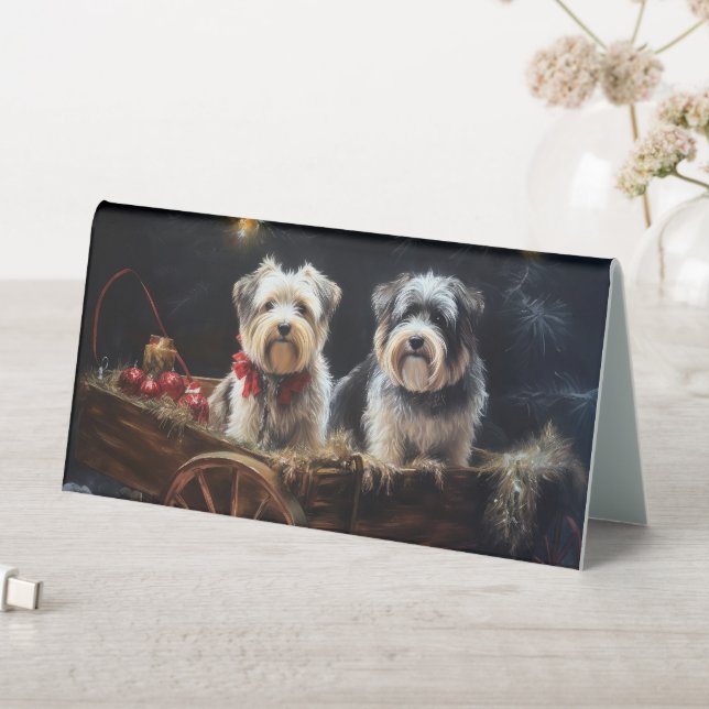 Biewer Terrier Snowy Sleigh Christmas Decor (In SItu (Table))