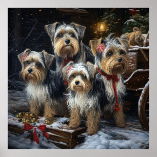 Biewer Terrier Snowy Sleigh Christmas Decor