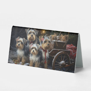 Biewer Terrier Snowy Sleigh Christmas Decor