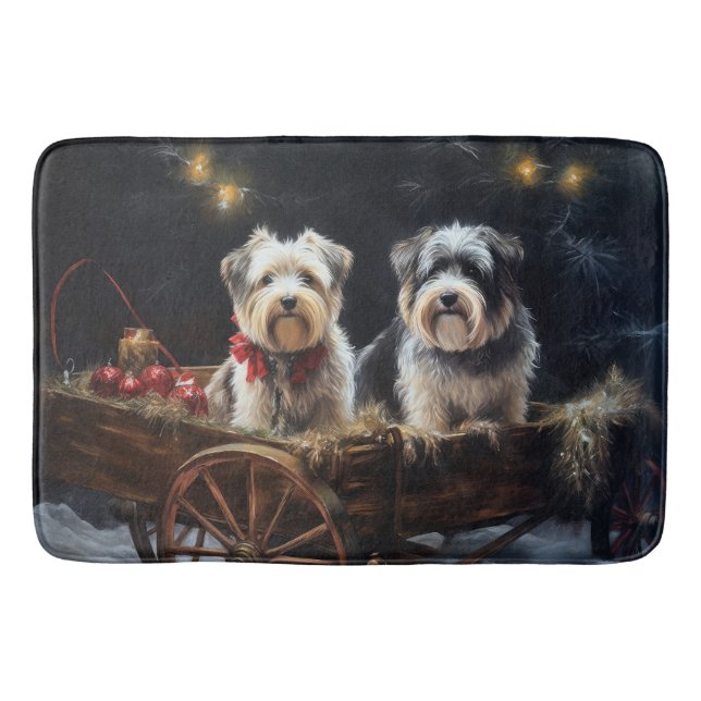 Biewer Terrier Snowy Sleigh Christmas Decor Bath Mat (Front)