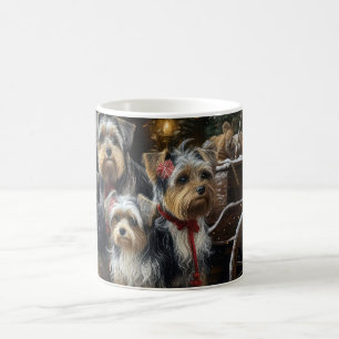 Biewer Terrier Snowy Sleigh Christmas Decor Coffee Mug