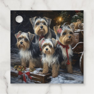 Biewer Terrier Snowy Sleigh Christmas Decor Favour Tags