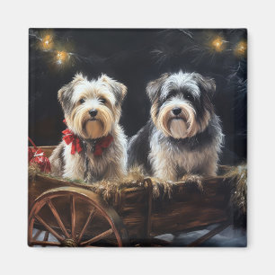 Biewer Terrier Snowy Sleigh Christmas Decor Magnet