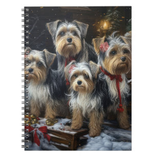Biewer Terrier Snowy Sleigh Christmas Decor Notebook