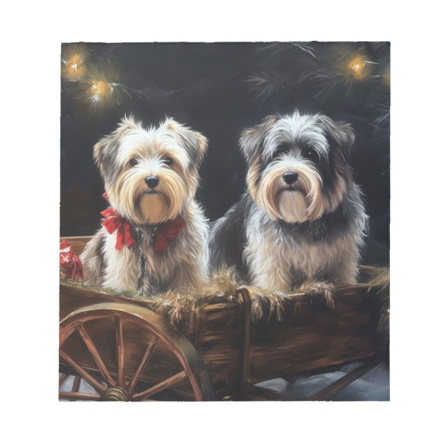 Biewer Terrier Snowy Sleigh Christmas Decor Notepad (Front)