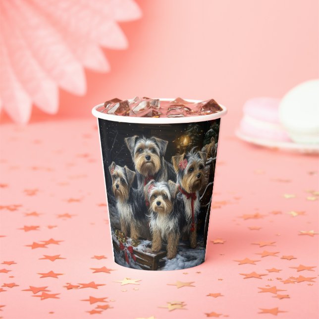 Biewer Terrier Snowy Sleigh Christmas Decor Paper Cups (Insitu)