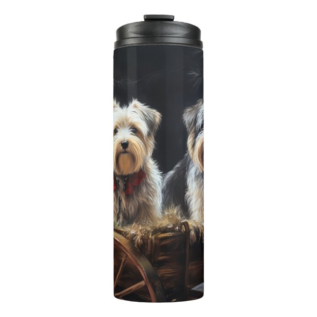 Biewer Terrier Snowy Sleigh Christmas Decor Thermal Tumbler (Front)