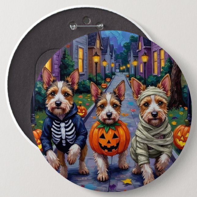 Biewer Terrier Trick-or-Treating Halloween Costume 6 Cm Round Badge (Front & Back)