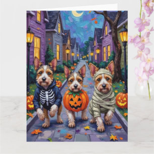 Biewer Terrier Trick-or-Treating Halloween Costume Card