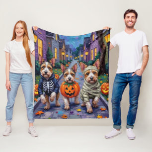 Biewer Terrier Trick-or-Treating Halloween Costume Fleece Blanket